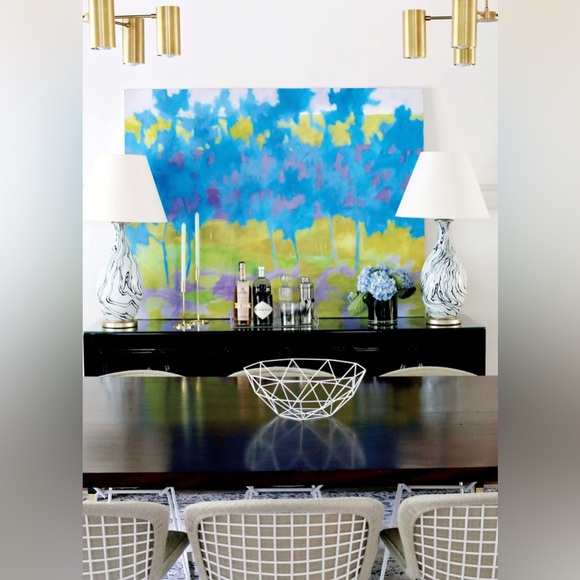 CB2 modern white powder coated metal geodesic bowl basket bin table accessory - Picture 2 of 4